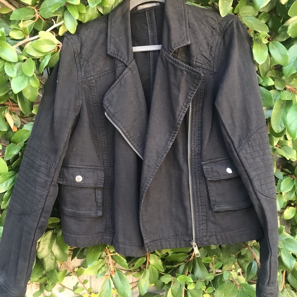 Michael Stars Jackets & Blazers - Michael Stars black cotton moto jacket size L
